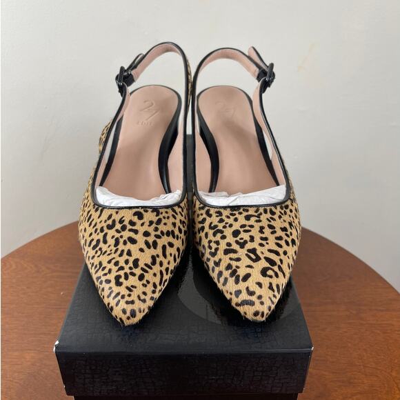 New 27 Edit Meera Slingback Pump Nude Leopard Calf Hair Leather Women's Size 6.5 - Picture 2 of 7